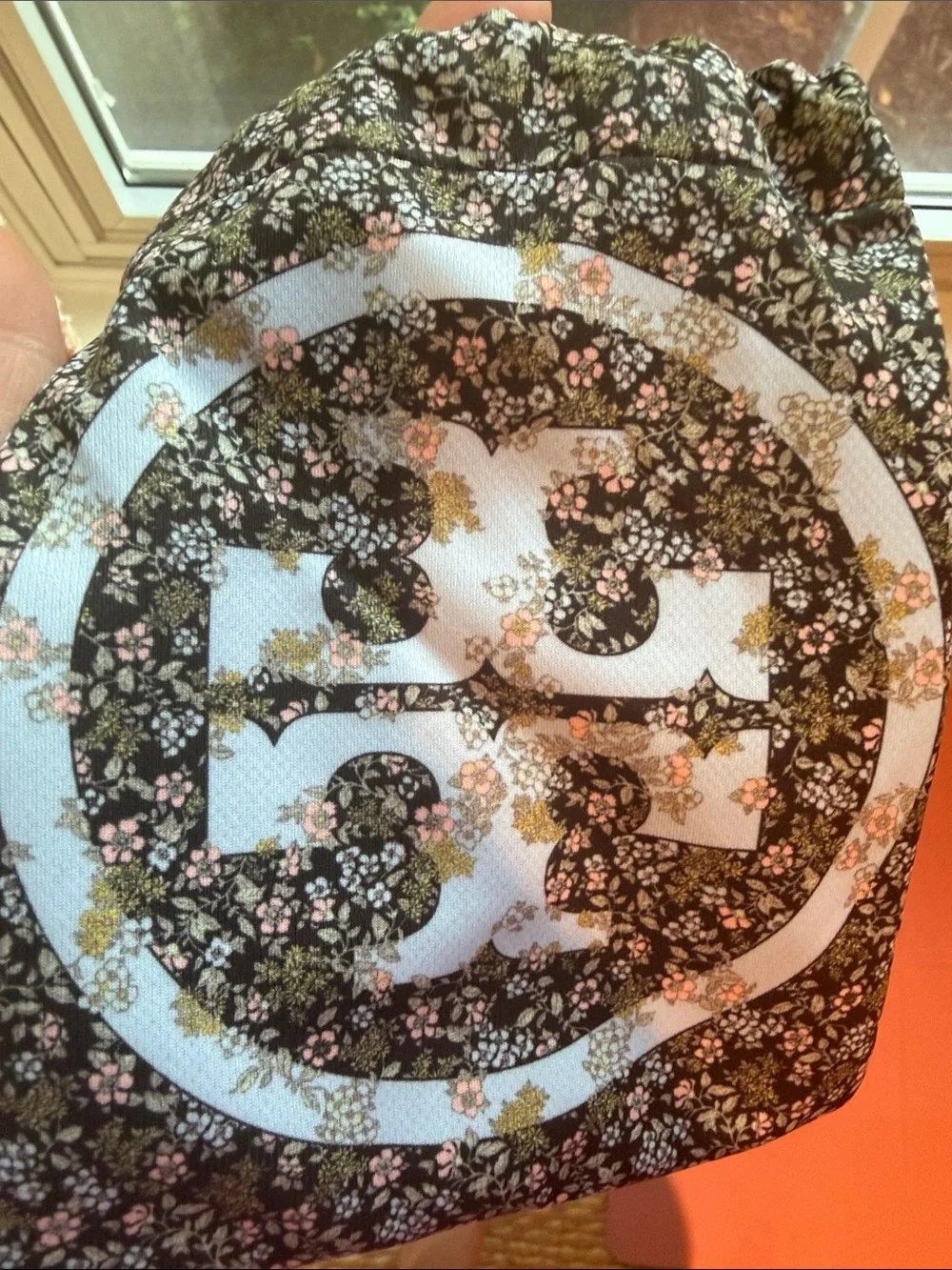 Tory Burch Floral Face Mask and Pouch in Orange and Brown